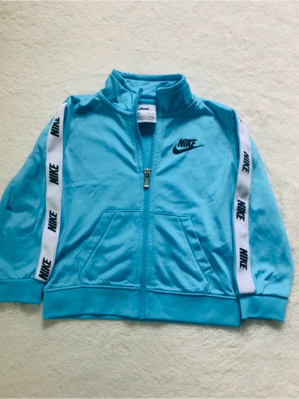 Nike Kids Blue Zip-Up Hoodie Jacket with Branded Sleeve Tape